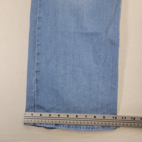 Levis 726 Jeans Womens 32 Flare High Rise Light Wash Distressed Stretch Denim - Picture 12 of 13